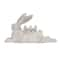 16.5&#x22; Distressed White Decorative Resting Rabbit with Birds Figurine